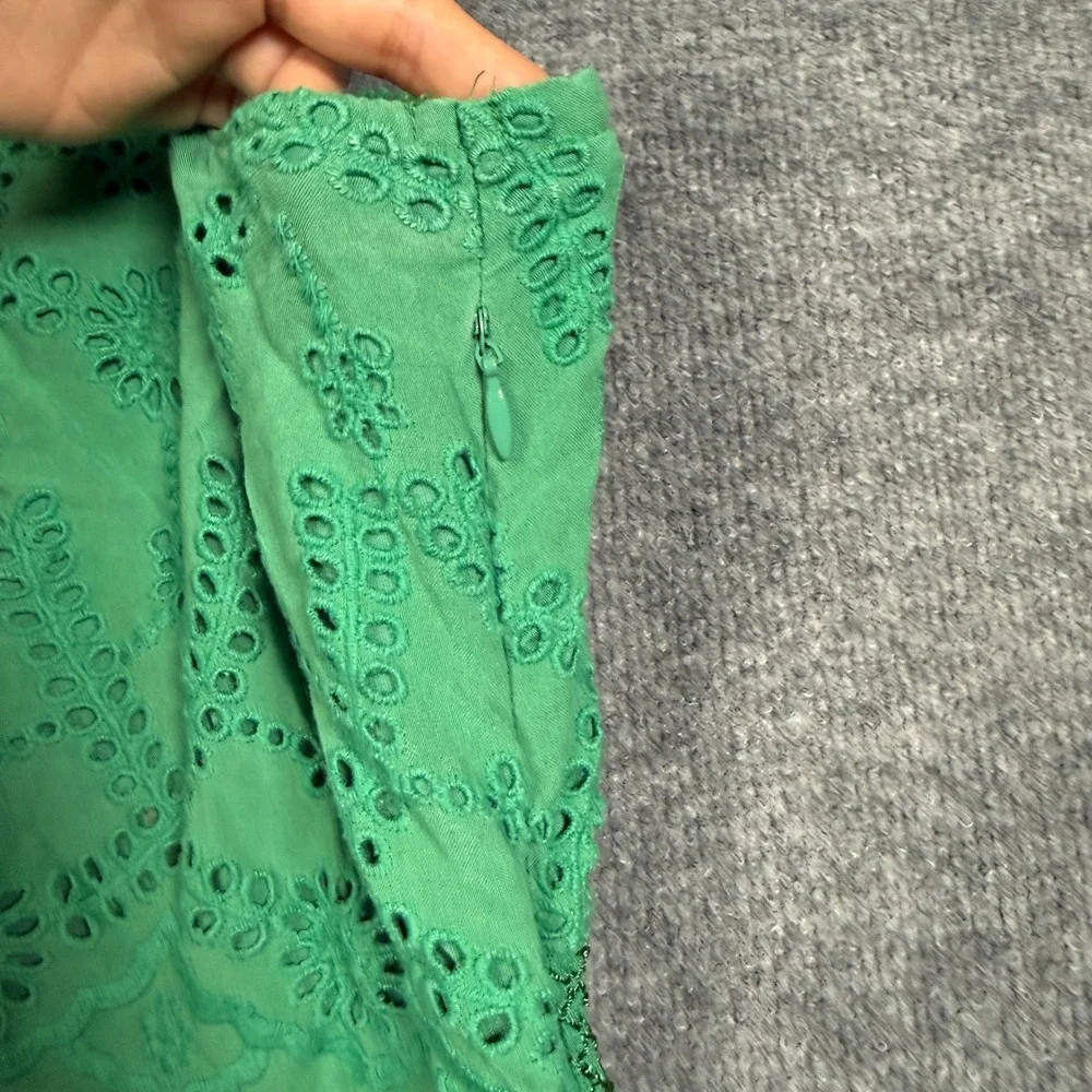 Sundance Size Medium Eyelet Maxi Dress Green Modal Spaghetti Straps Sleeveless - Picture 5 of 10